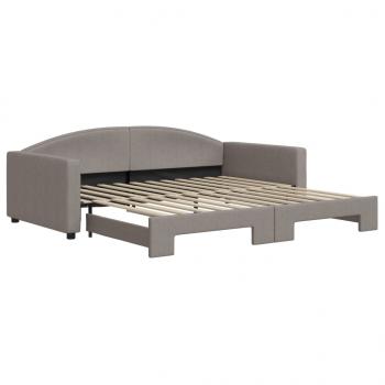 Tagesbett Ausziehbar Taupe 100x200 cm Stoff