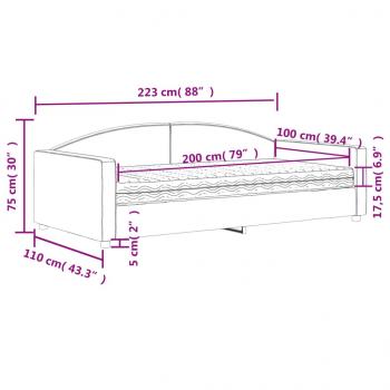 Tagesbett mit Matratze Schwarz 100x200 cm Stoff