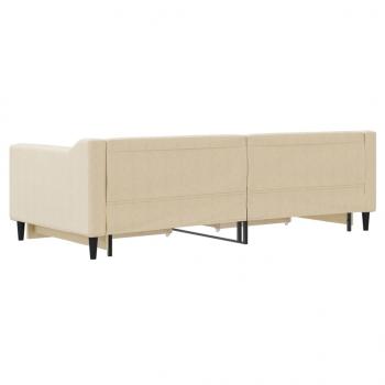 Tagesbett Ausziehbar mit Schubladen Creme 90x200 cm Stoff