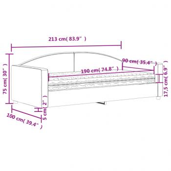 Tagesbett mit Matratze Hellgrau 90x190 cm Stoff