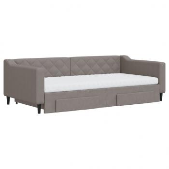 Tagesbett Ausziehbar mit Schubladen Taupe 100x200 cm Stoff