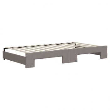 Tagesbett Ausziehbar mit Schubladen Taupe 100x200 cm Stoff