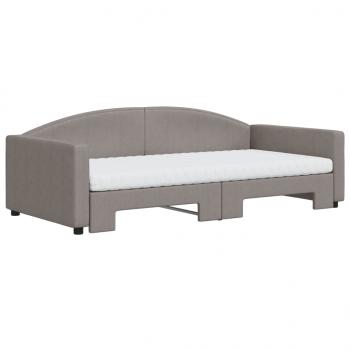 Tagesbett Ausziehbar mit Matratzen Taupe 100x200 cm Stoff