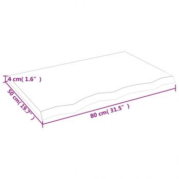 Tischplatte 80x50x(2-4) cm Massivholz Eiche Unbehandelt