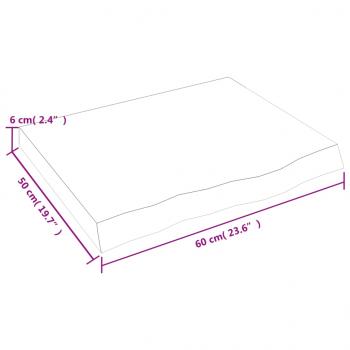 Tischplatte 60x50x(2-6) cm Massivholz Eiche Unbehandelt