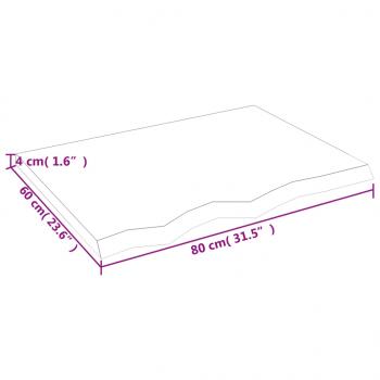 Tischplatte 80x60x(2-4) cm Massivholz Eiche Unbehandelt