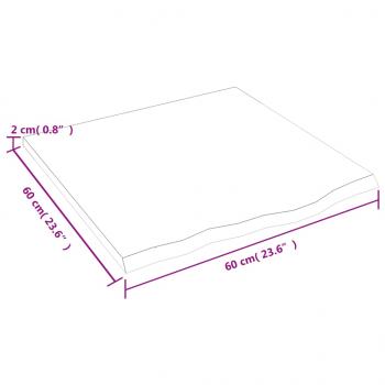 Tischplatte 60x60x2 cm Massivholz Eiche Unbehandelt