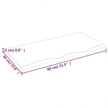 Tischplatte 80x40x2 cm Massivholz Eiche Unbehandelt