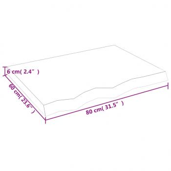 Tischplatte 80x60x(2-6) cm Massivholz Eiche Unbehandelt