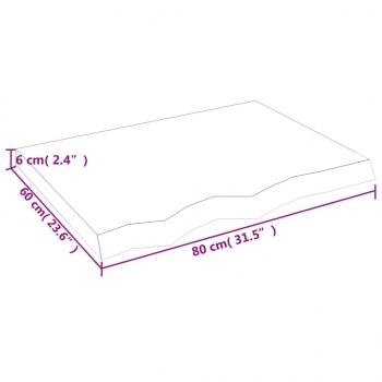 Tischplatte 80x60x(2-6) cm Massivholz Eiche Unbehandelt