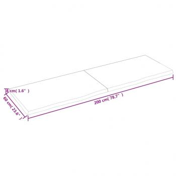 Tischplatte 200x60x(2-4) cm Massivholz Eiche Unbehandelt