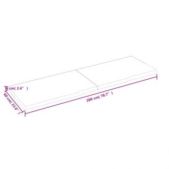 Tischplatte 200x60x(2-6) cm Massivholz Eiche Unbehandelt