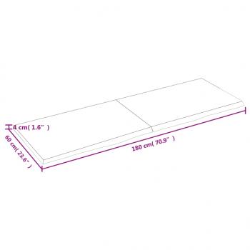 Tischplatte 180x60x(2-4) cm Massivholz Eiche Unbehandelt