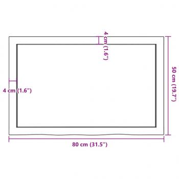 Tischplatte Hellbraun 80x50x(2-4) cm Massivholz Eiche Behandelt