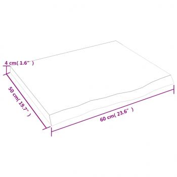 Tischplatte Hellbraun 60x50x(2-4) cm Massivholz Eiche Behandelt