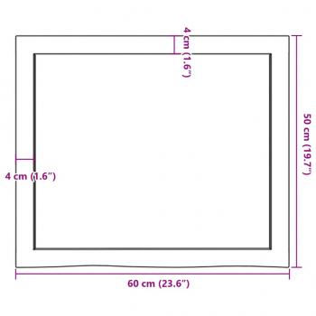 Tischplatte Hellbraun 60x50x(2-4) cm Massivholz Eiche Behandelt