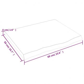 Tischplatte Dunkelbraun 60x50x(2-4)cm Massivholz Eiche