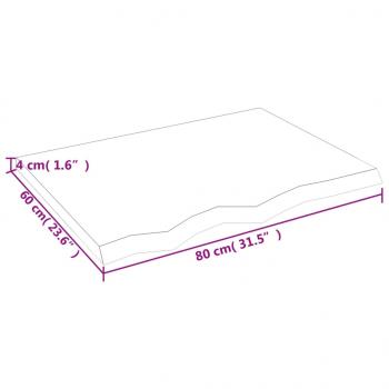 Tischplatte Dunkelbraun 80x60x(2-4)cm Massivholz Eiche