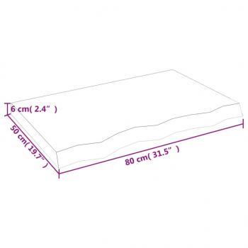 Tischplatte Dunkelbraun 80x50x(2-6)cm Massivholz Eiche