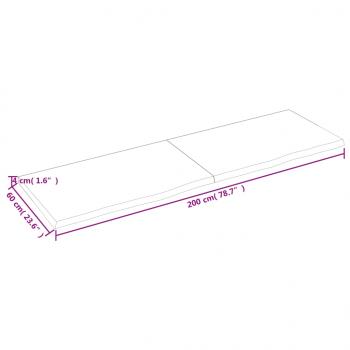 Tischplatte Hellbraun 200x60x(2-4)cm Massivholz Eiche Behandelt