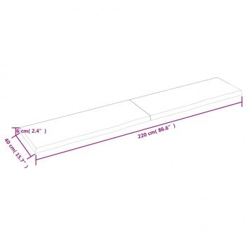 Tischplatte Hellbraun 220x40x(2-6)cm Massivholz Eiche Behandelt