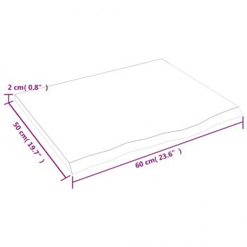 Tischplatte Dunkelbraun 60x50x2 cm Massivholz Eiche Behandelt