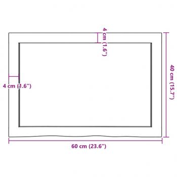 Tischplatte Dunkelbraun 60x40x(2-4)cm Massivholz Eiche