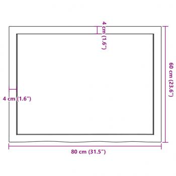 Tischplatte Dunkelbraun 80x60x(2-6)cm Massivholz Eiche