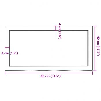 Tischplatte Dunkelbraun 80x40x(2-6)cm Massivholz Eiche