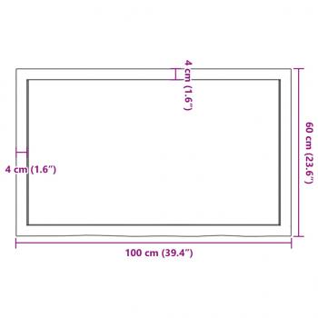 Tischplatte Dunkelbraun 100x60x(2-4)cm Massivholz Eiche