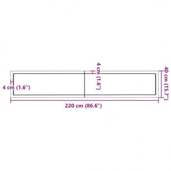 Tischplatte Dunkelbraun 220x40x(2-6)cm Massivholz Eiche