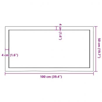 Tischplatte Dunkelbraun 100x50x(2-6)cm Massivholz Eiche