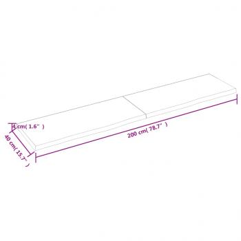 Tischplatte Dunkelbraun 200x40x(2-4)cm Massivholz Eiche