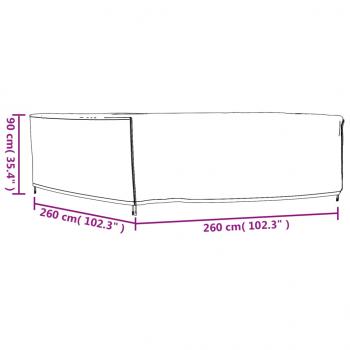 Gartenmöbel-Abdeckung Schwarz 260x260x90 cm Wasserdicht 420D