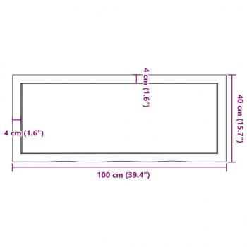 Tischplatte Dunkelbraun 100x40x(2-4)cm Massivholz Eiche