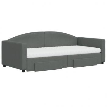 Tagesbett Ausziehbar mit Schubladen Dunkelgrau 90x190 cm Stoff