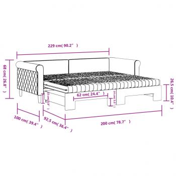 Tagesbett Ausziehbar mit Matratzen Schwarz 90x200 cm Samt