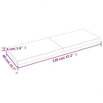 Tischplatte Dunkelbraun 120x40x(2-4)cm Massivholz Eiche