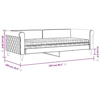 Tagesbett mit Matratze Blau 90x200 cm Samt