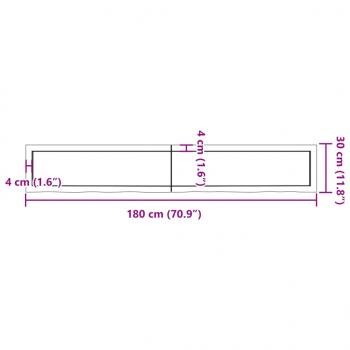 Tischplatte 180x40x(2-4) cm Massivholz Eiche Unbehandelt