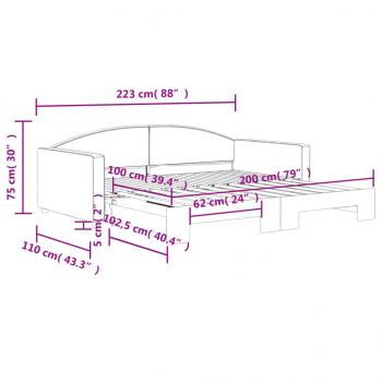 Tagesbett Ausziehbar Schwarz 100x200 cm Stoff