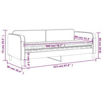 Tagesbett mit Matratze Hellgrau 80x200 cm Stoff