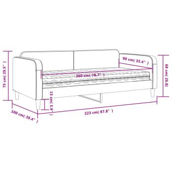 Tagesbett mit Matratze Dunkelgrau 90x200 cm Stoff