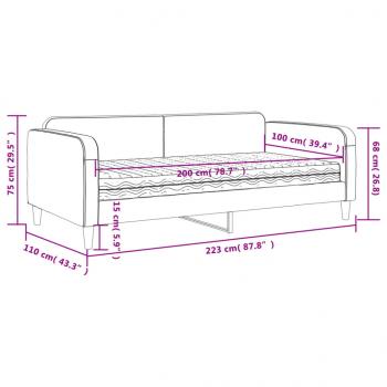 Tagesbett mit Matratze Schwarz 100x200 cm Stoff