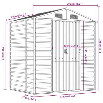 Gerätehaus Anthrazit 191x130x198 cm Verzinkter Stahl