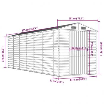 Gerätehaus Braun 191x555x198 cm Verzinkter Stahl