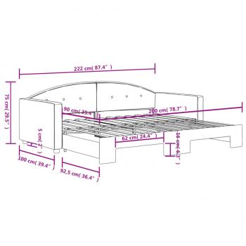 Tagesbett Ausziehbar Blau 90x200 cm Samt