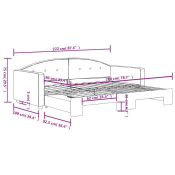 Tagesbett Ausziehbar Schwarz 90x200 cm Samt