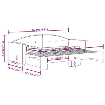 Tagesbett Ausziehbar Schwarz 80x200 cm Samt