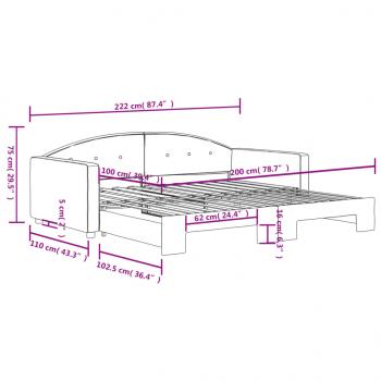 Tagesbett Ausziehbar Dunkelgrün 100x200 cm Samt